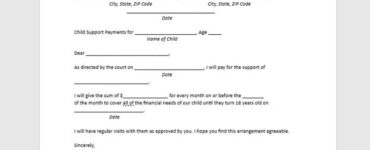 Child support letter from mother sample